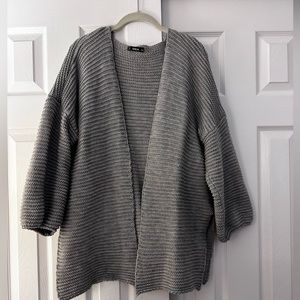 Open Front Cable Knit Gray Cardigan